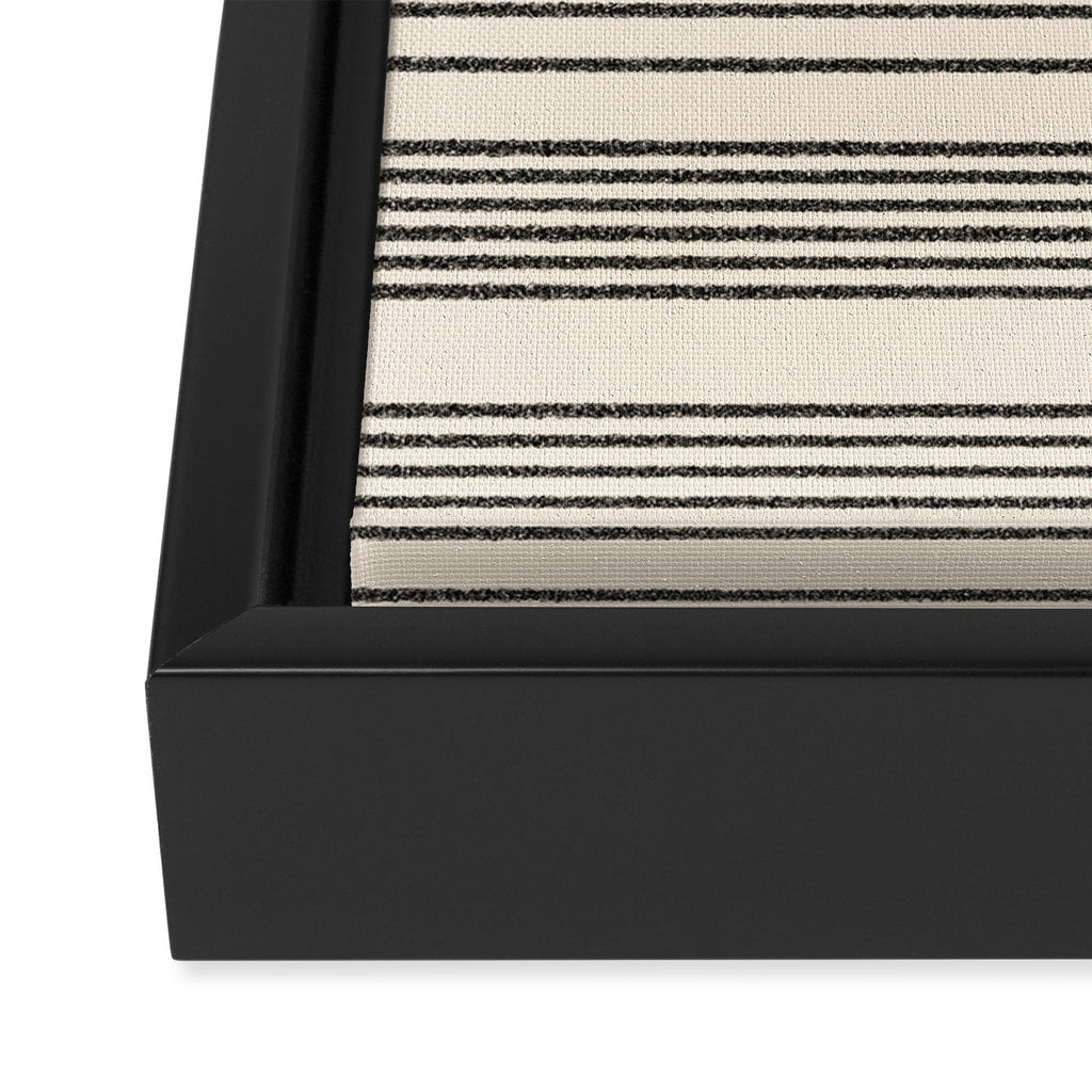 Organic Stripes - Minimalist Textured Line Pattern in Black and Almond Cream Framed Canvas Print Gallery Image 3