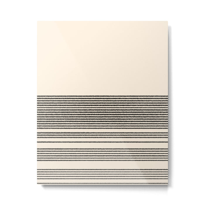Organic Stripes - Minimalist Textured Line Pattern in Black and Almond Cream Metal Print Gallery Image 1