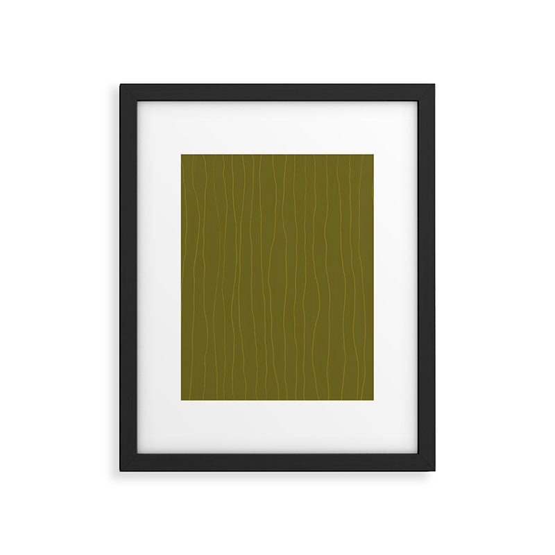 Organic Stripes Minimalist Modern Earthy Mossy Olive Pattern  Framed Art Print Gallery Image 6