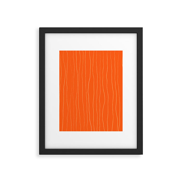 Organic Stripes Minimalist Modern Orange Pattern Framed Art Print Gallery Image 1