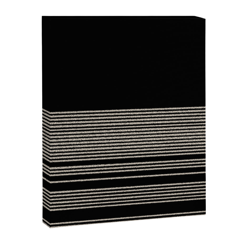 Organic Stripes - Minimalist Textured Line Pattern in Almond Cream and Black Canvas Print Gallery Image 8