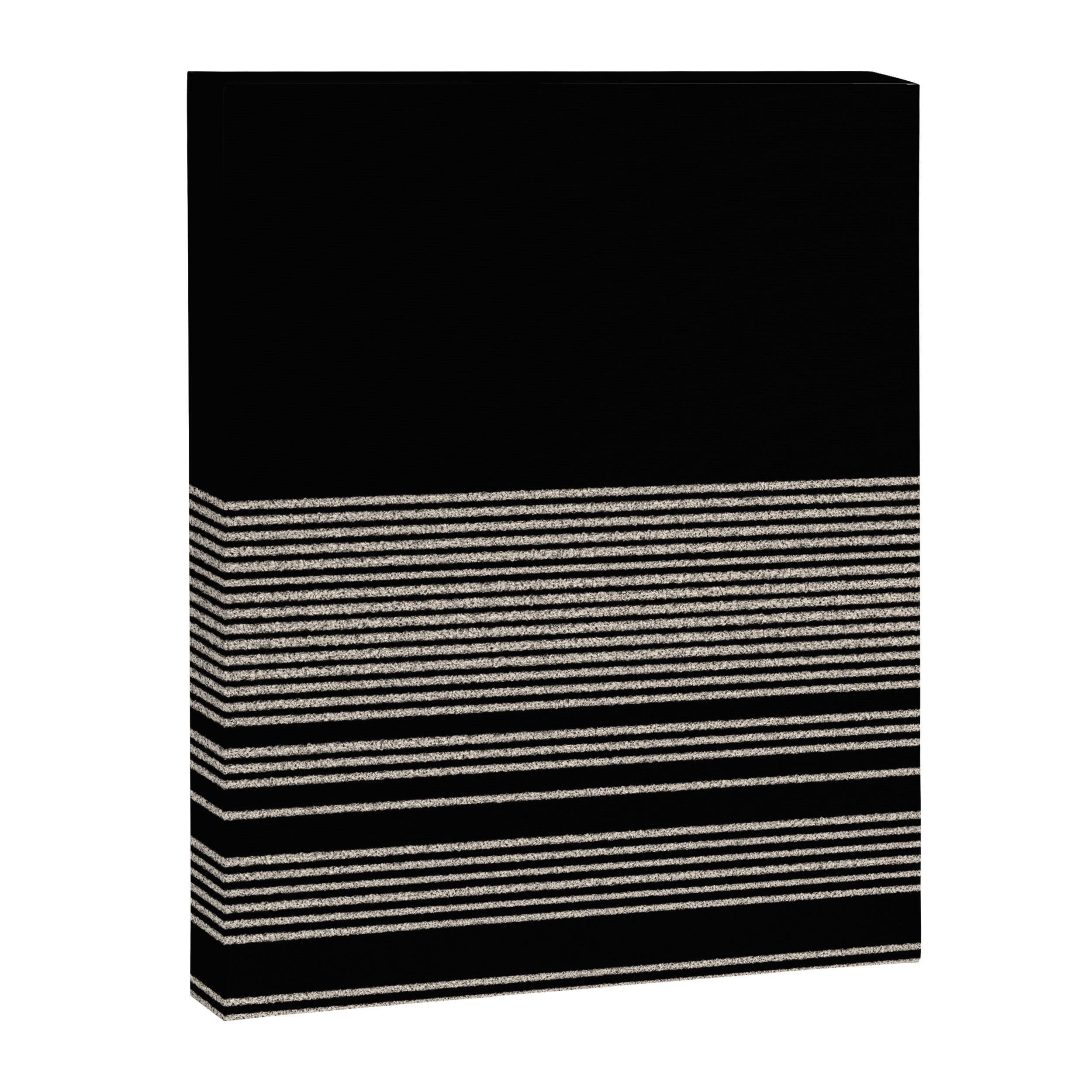 Organic Stripes - Minimalist Textured Line Pattern in Almond Cream and Black Canvas Print Gallery Image 8