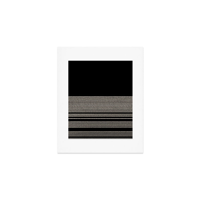 Organic Stripes - Minimalist Textured Line Pattern in Almond Cream and Black Art Print Gallery Image 1