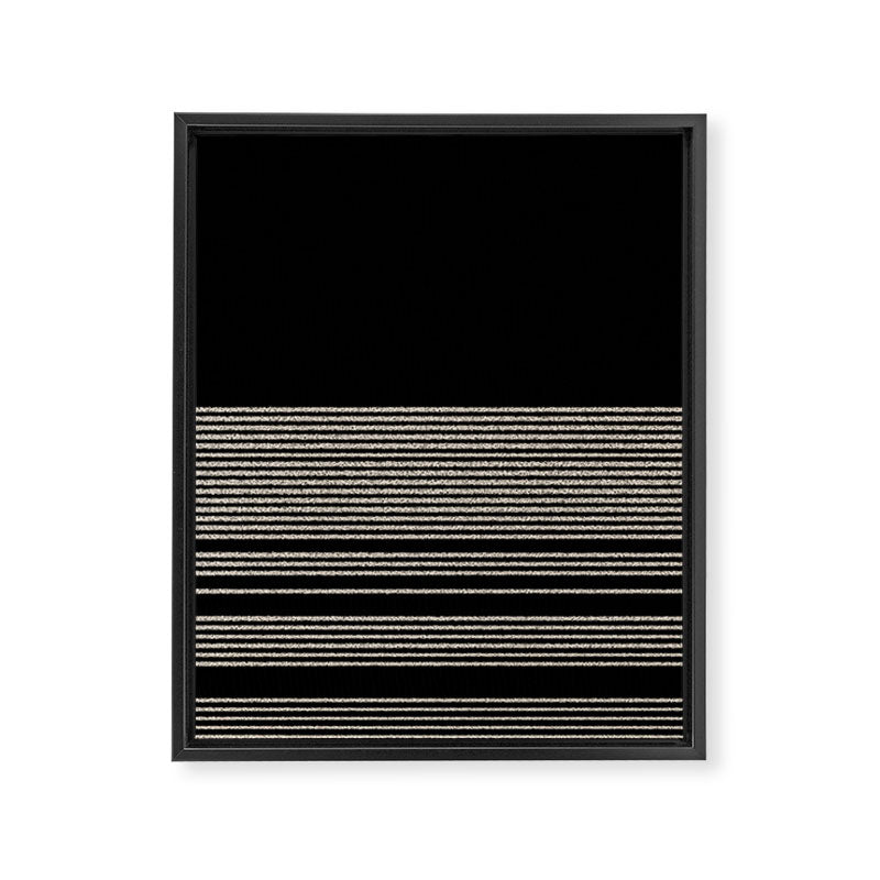 Organic Stripes - Minimalist Textured Line Pattern in Almond Cream and Black Framed Canvas Print Gallery Image 8