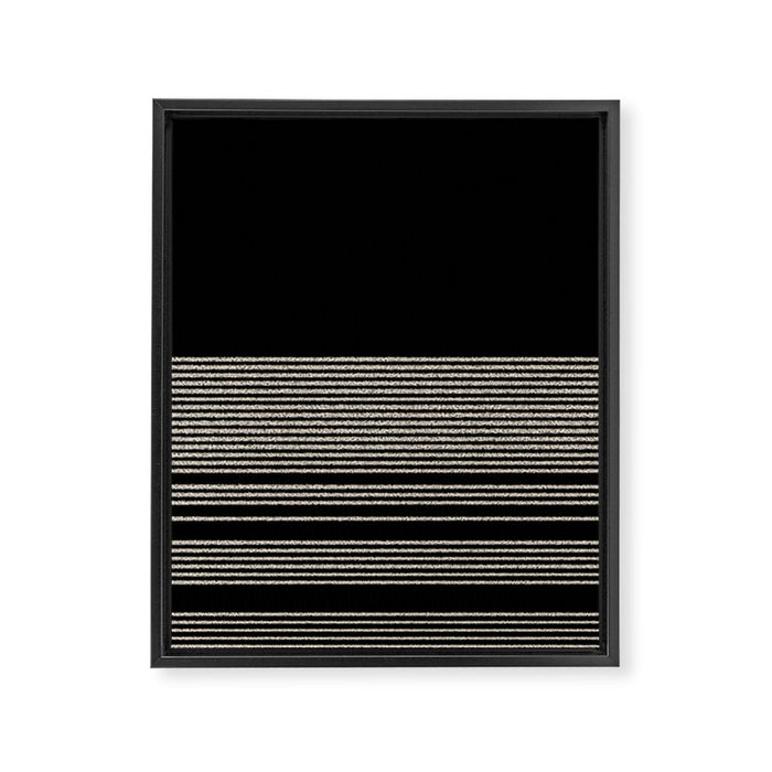 Organic Stripes - Minimalist Textured Line Pattern in Almond Cream and Black Framed Canvas Print Gallery Image 1