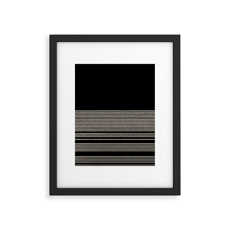 Organic Stripes - Minimalist Textured Line Pattern in Almond Cream and Black Framed Art Print Gallery Image 6