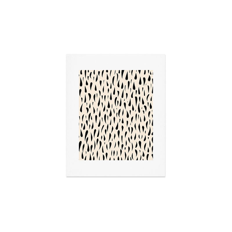 Organic Texture Minimalist Abstract Pattern in Black and Almond Cream Art Print Gallery Image 1