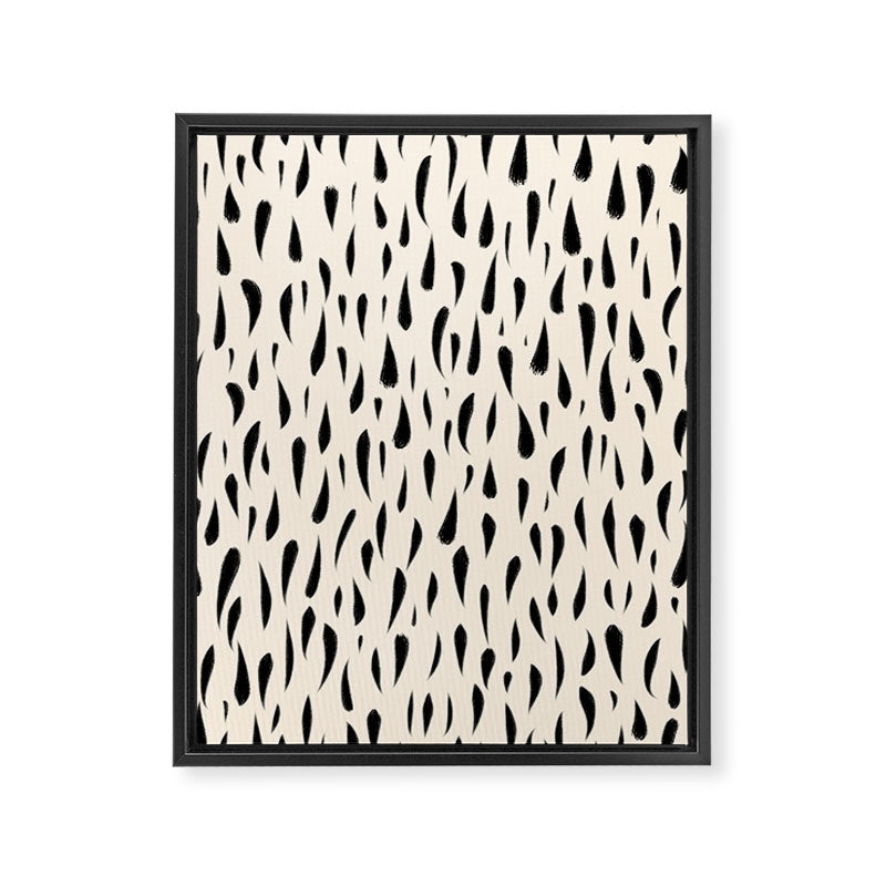 Organic Texture Minimalist Abstract Pattern in Black and Almond Cream Framed Canvas Print Gallery Image 8