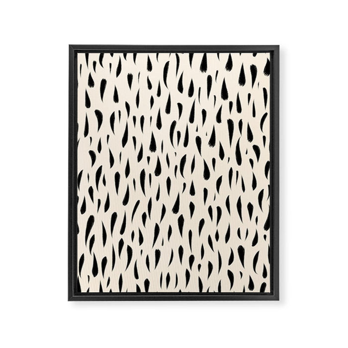 Organic Texture Minimalist Abstract Pattern in Black and Almond Cream Framed Canvas Print Gallery Image 1