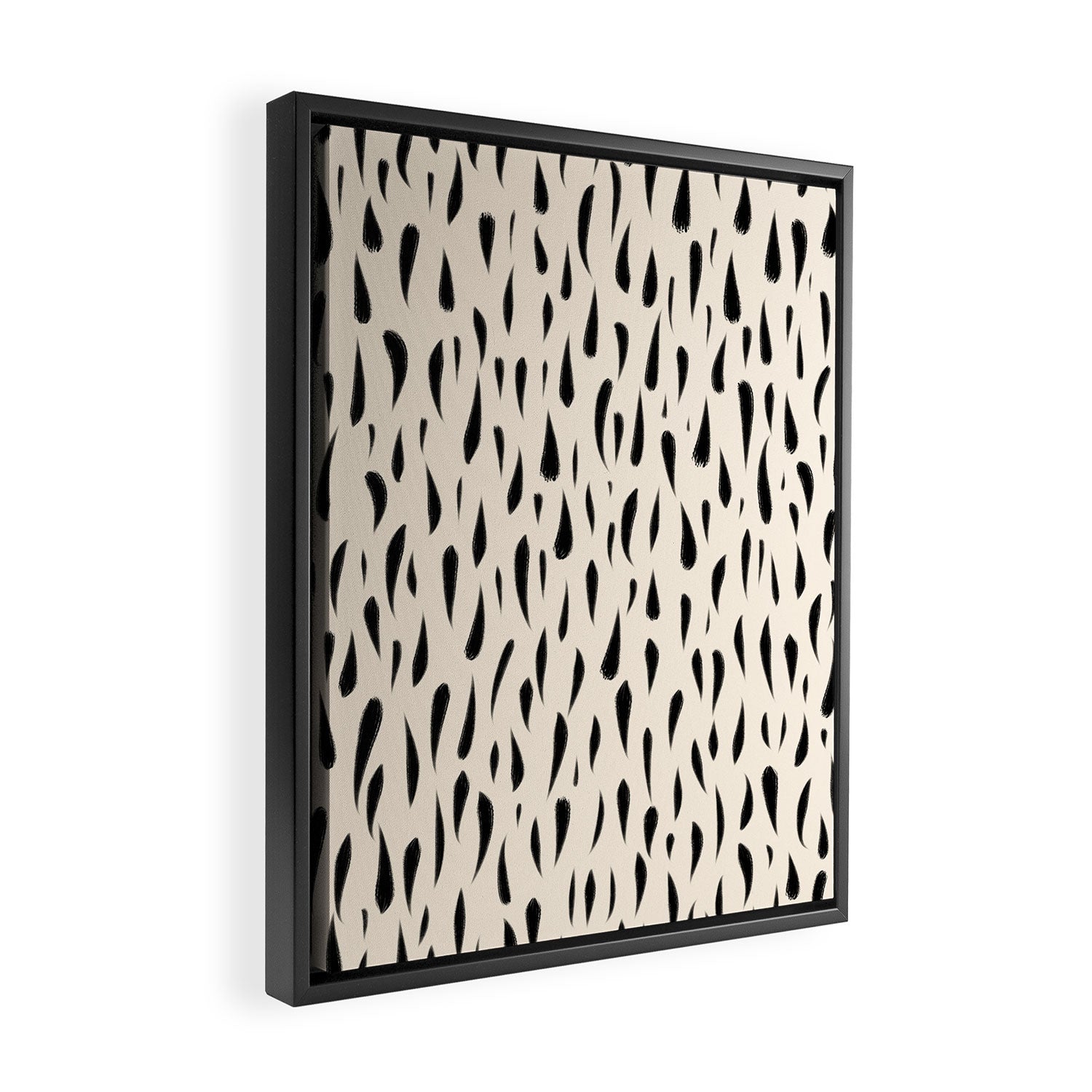 Organic Texture Minimalist Abstract Pattern in Black and Almond Cream Framed Canvas Print Gallery Image 2