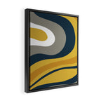 Organic Topography Abstract in Mustard, Navy Blue, Gray, and White  Framed Canvas Print Gallery Image 2