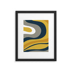 Organic Topography Abstract in Mustard, Navy Blue, Gray, and White  Framed Art Print Gallery Image 5
