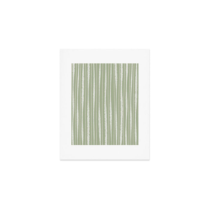 Organic Watercolor Striped Pattern in Sage Art Print Gallery Image 1