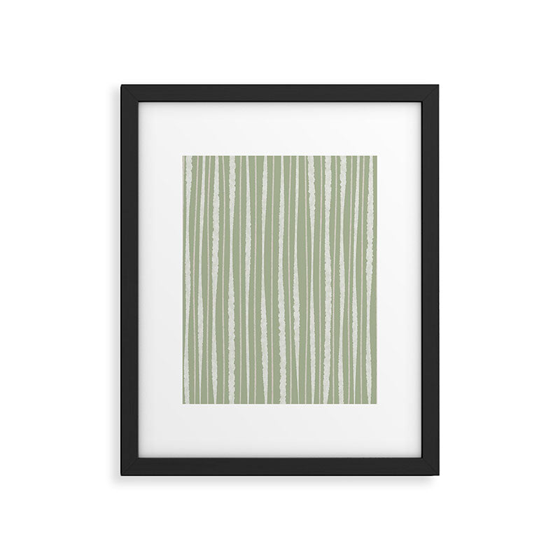Organic Watercolor Striped Pattern in Sage Framed Art Print Gallery Image 6