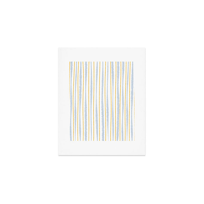 Organic Watercolor Striped Pattern Powder Blue Mustard Yellow White Art Print Gallery Image 1