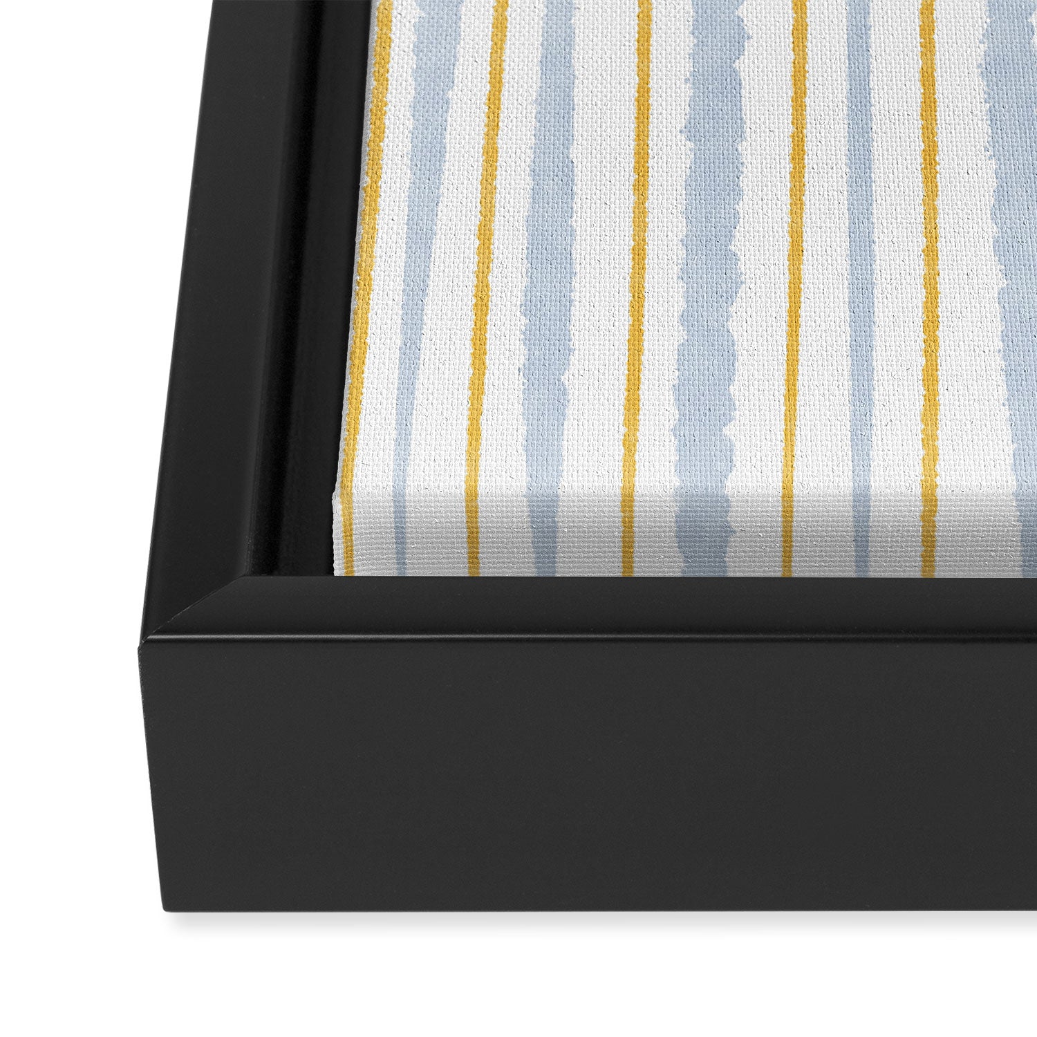 Organic Watercolor Striped Pattern Powder Blue Mustard Yellow White Framed Canvas Print Gallery Image 3