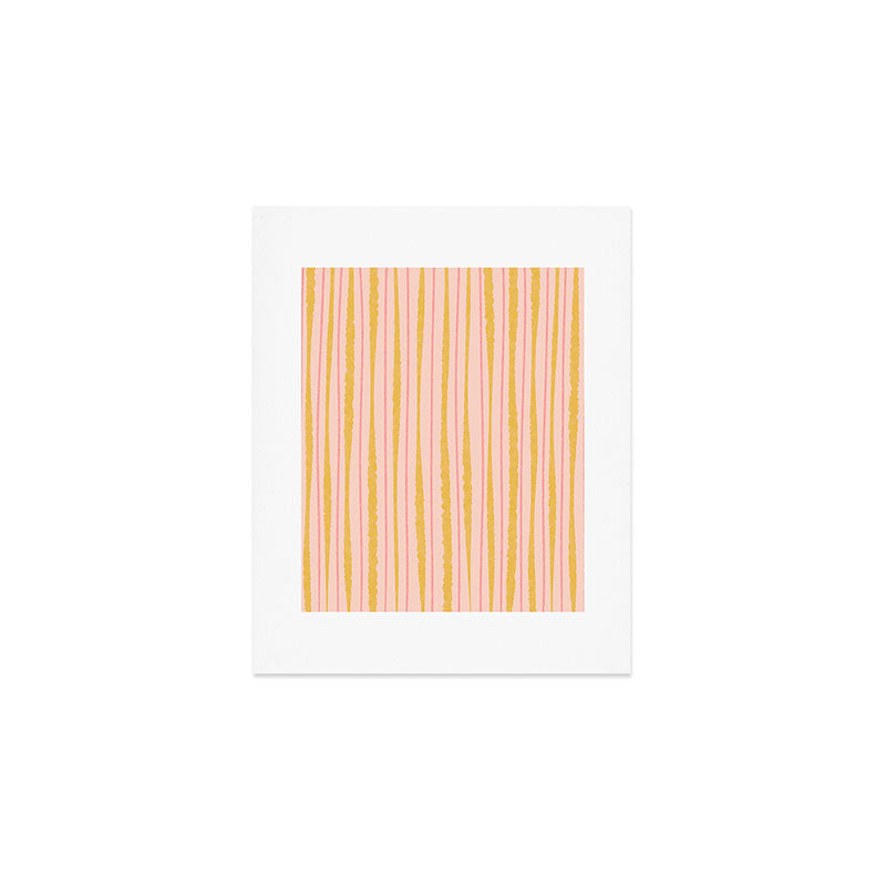 Organic Watercolor Stripes Blush Pink and Yellow  Art Print Gallery Image 1