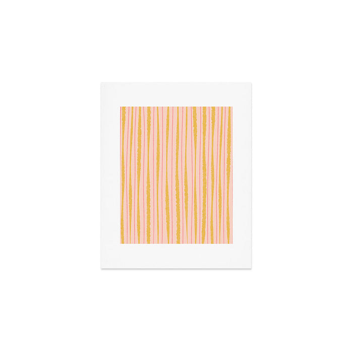 Organic Watercolor Stripes Blush Pink and Yellow  Art Print Gallery Image 1