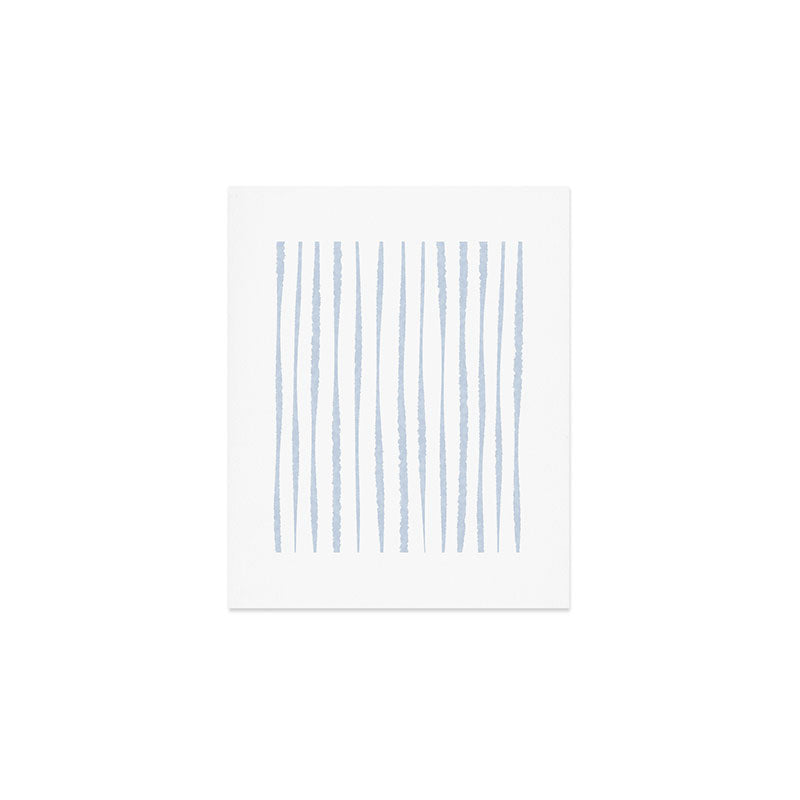 Organic Watercolor Stripes Powder Blue and White Art Print Gallery Image 1