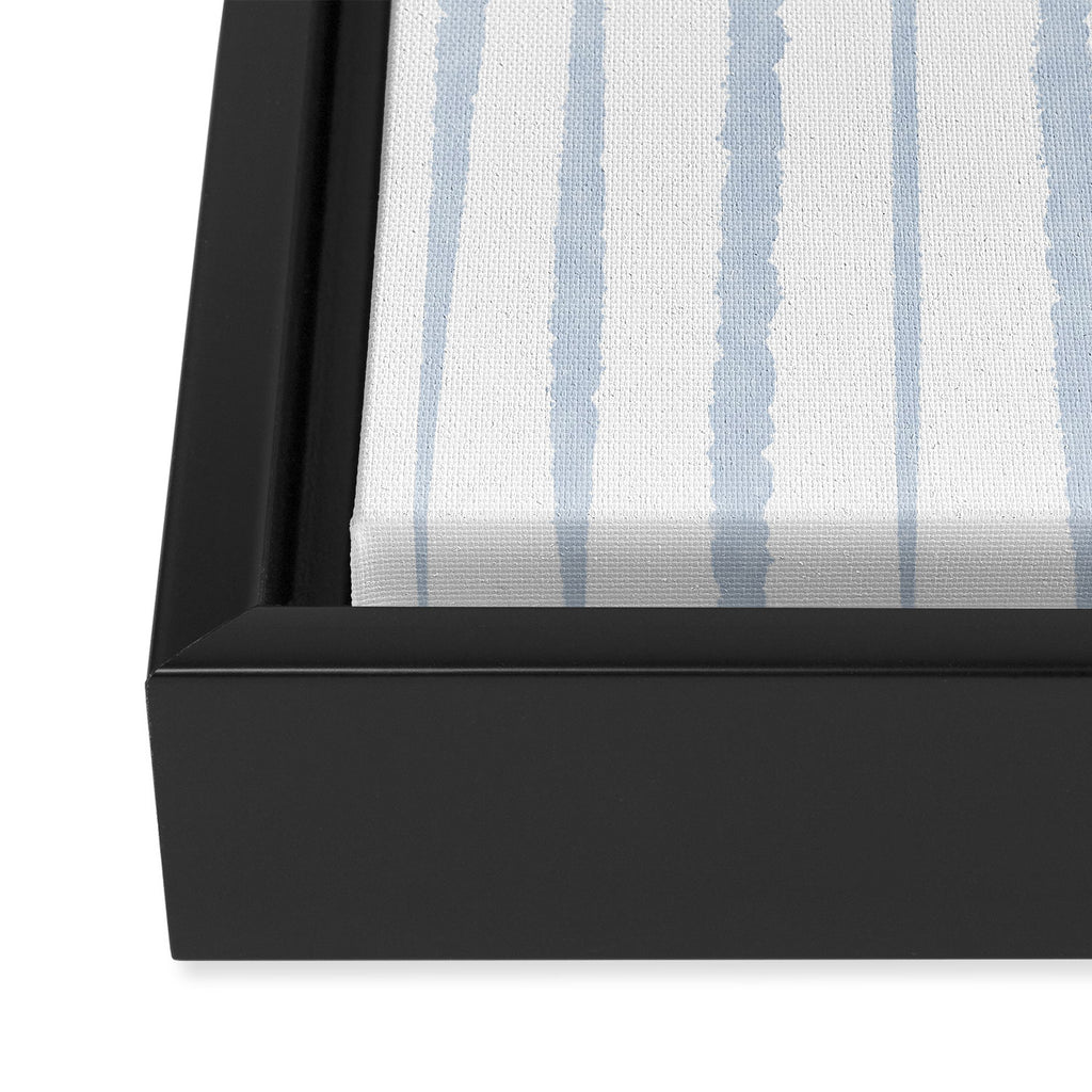 Organic Watercolor Stripes Powder Blue and White Framed Canvas Print Gallery Image 3