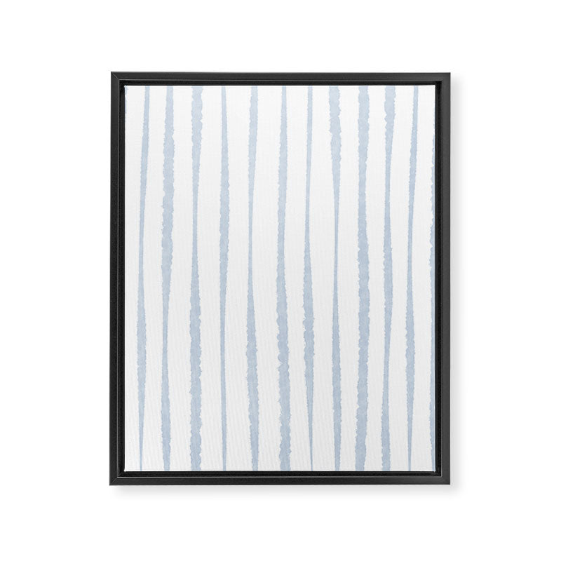 Organic Watercolor Stripes Powder Blue and White Framed Canvas Print Gallery Image 8