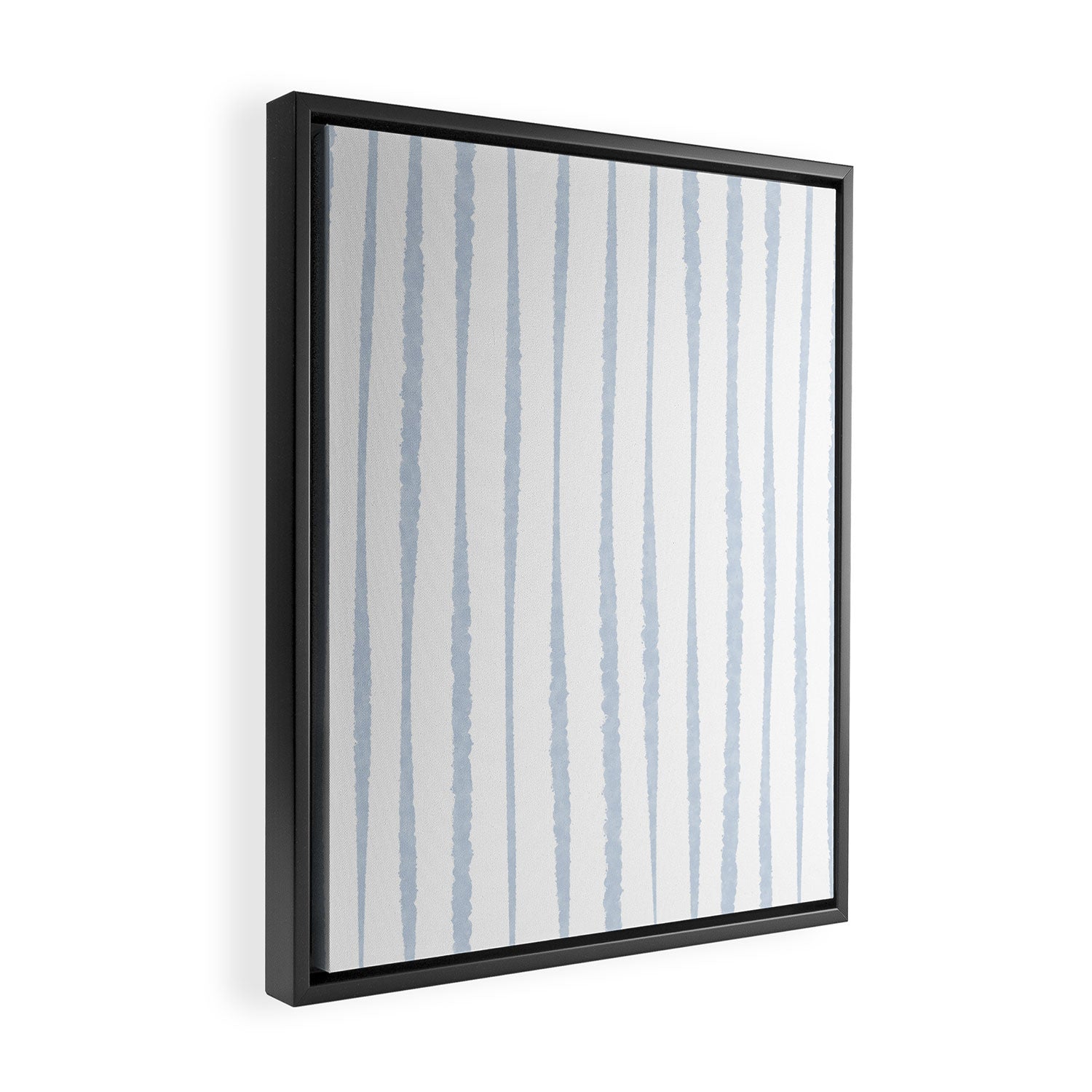 Organic Watercolor Stripes Powder Blue and White Framed Canvas Print Gallery Image 2