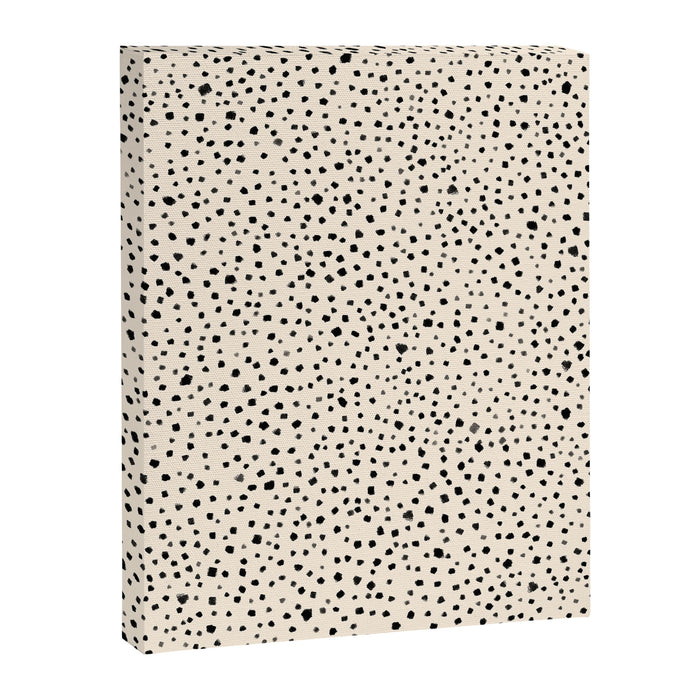 Painted Smudge Dots Organic Pattern in Black and Almond Cream Canvas Print Gallery Image 1