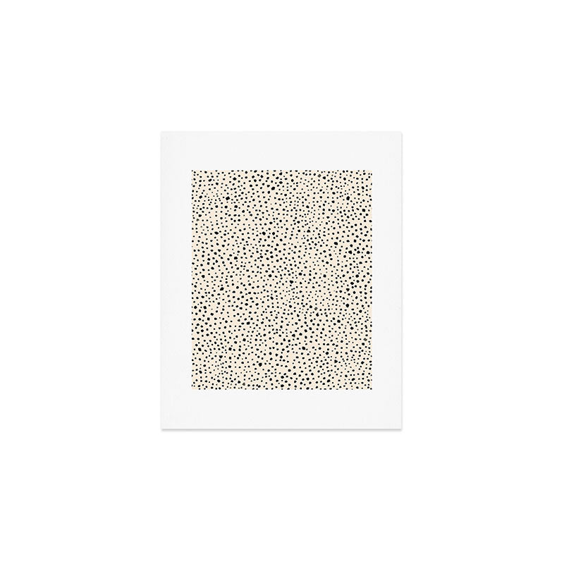 Painted Smudge Dots Organic Pattern in Black and Almond Cream Art Print Gallery Image 1