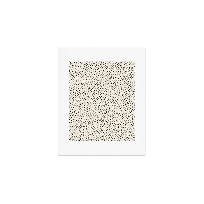 Painted Smudge Dots Organic Pattern in Black and Almond Cream Art Print Gallery Image 1