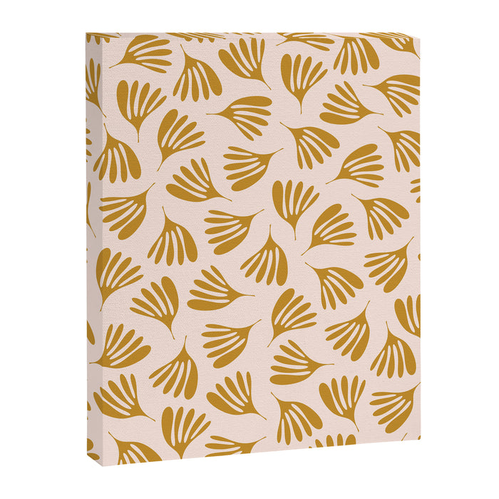Pale Blush and Mustard Wispy Leaves Contemporary Pattern Canvas Print Gallery Image 1