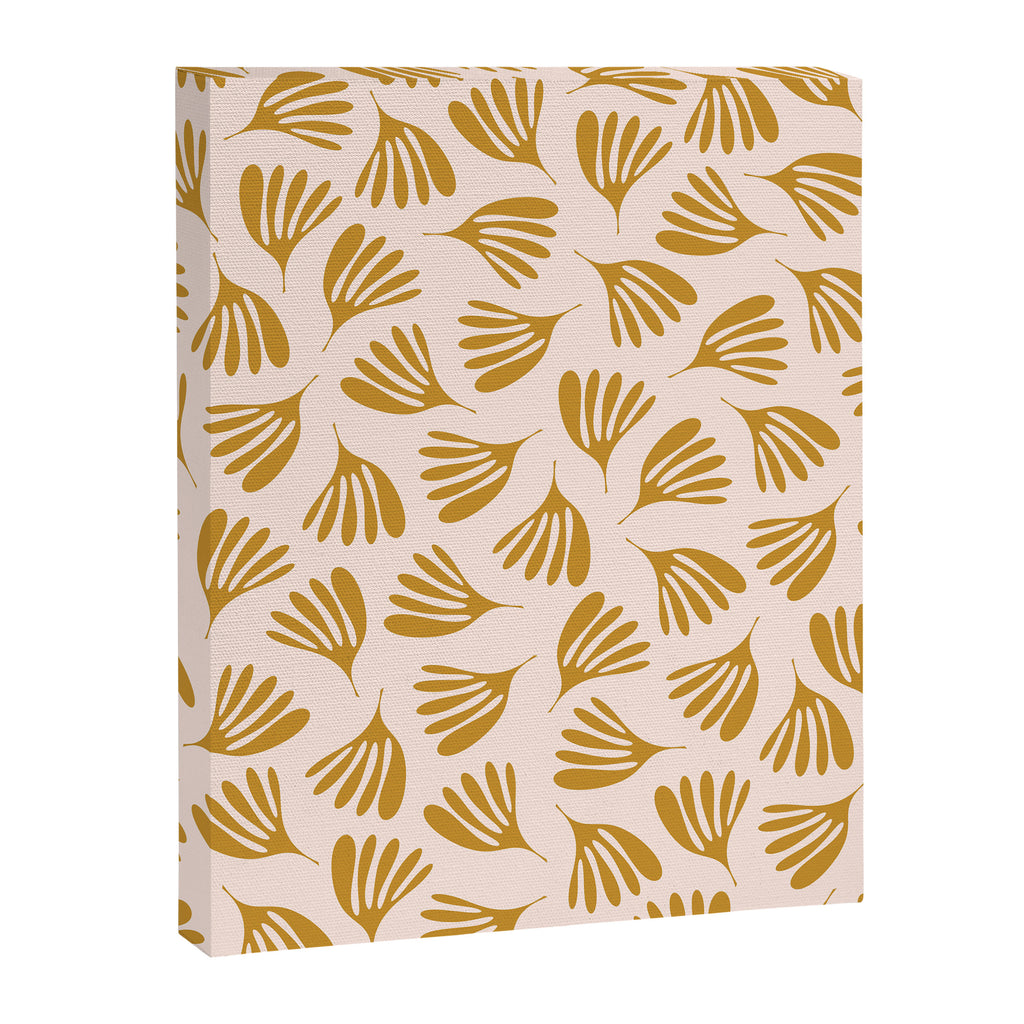Pale Blush and Mustard Wispy Leaves Contemporary Pattern Canvas Print Gallery Image 6