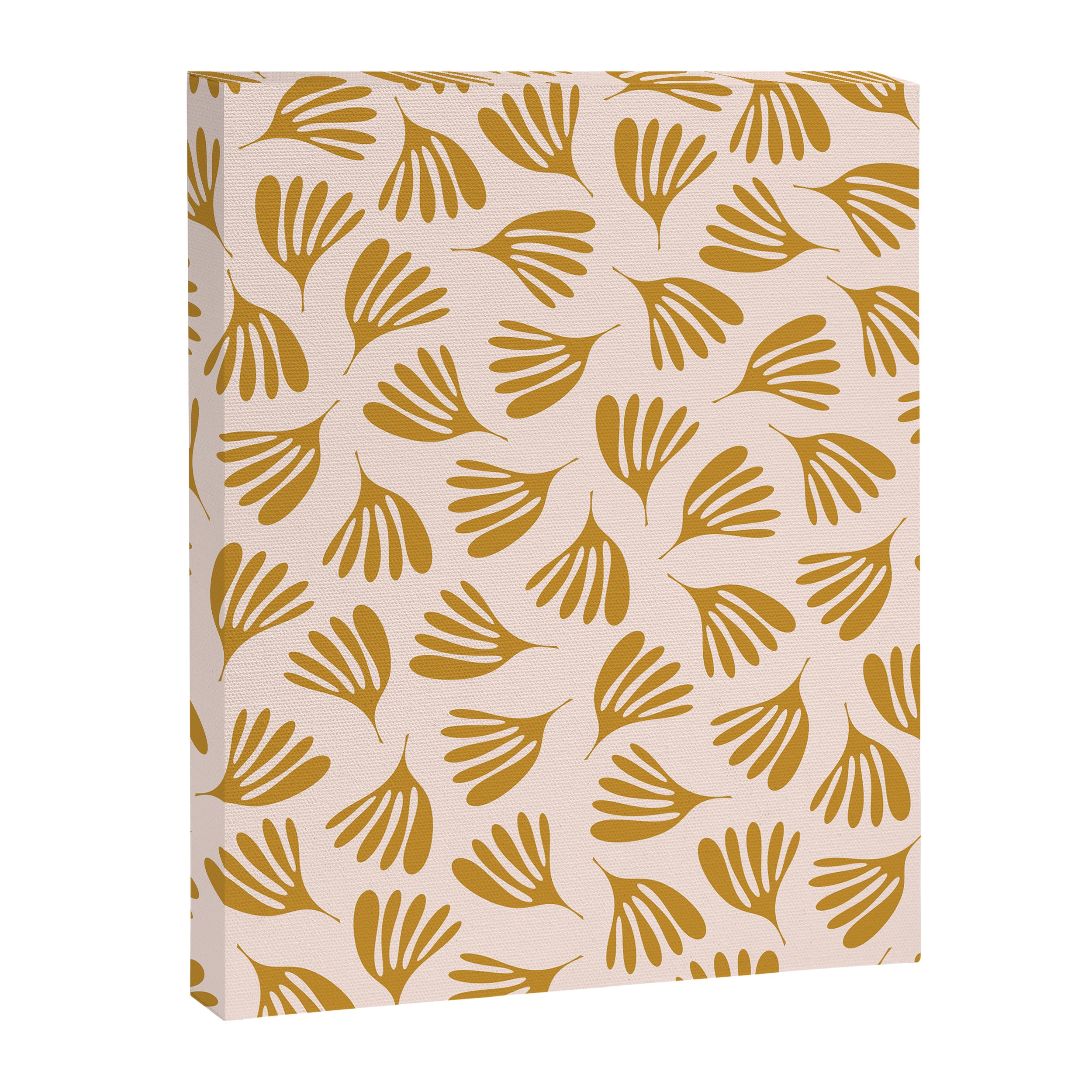 Pale Blush and Mustard Wispy Leaves Contemporary Pattern Canvas Print Gallery Image 6