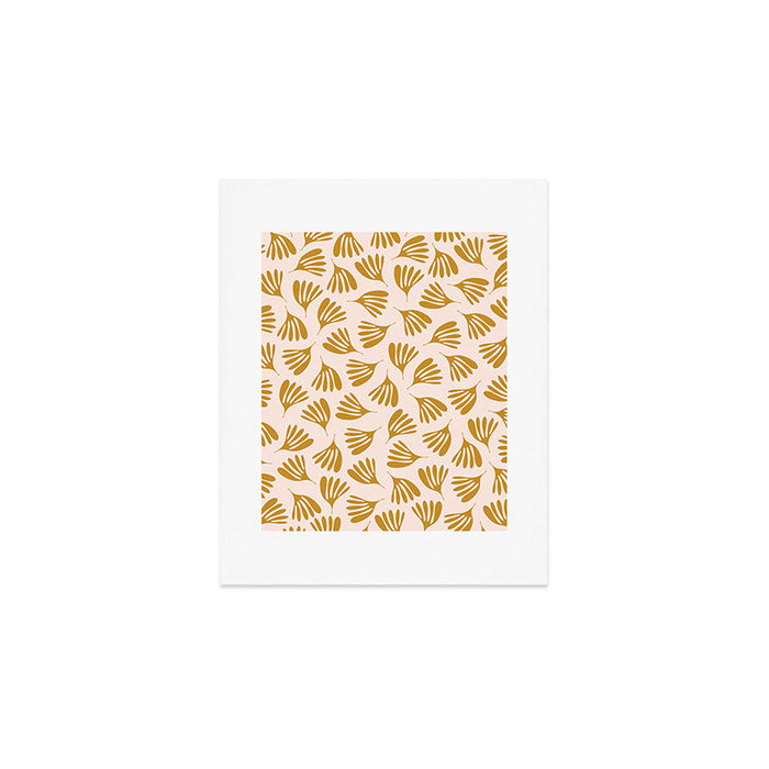 Pale Blush and Mustard Wispy Leaves Contemporary Pattern Art Print Gallery Image 1