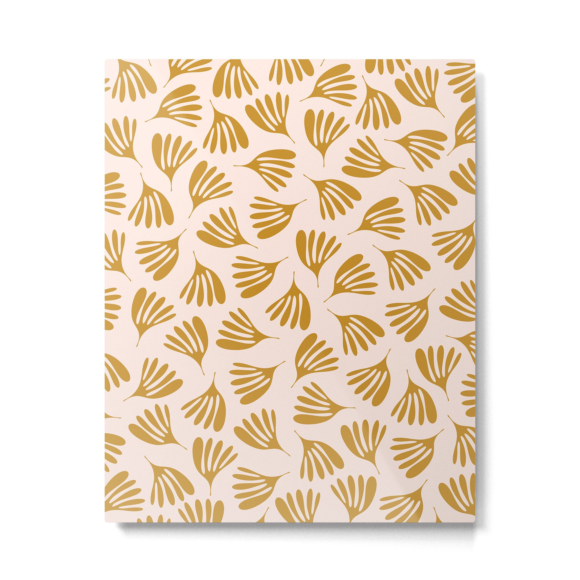 Pale Blush and Mustard Wispy Leaves Contemporary Pattern Metal Print Gallery Image 4