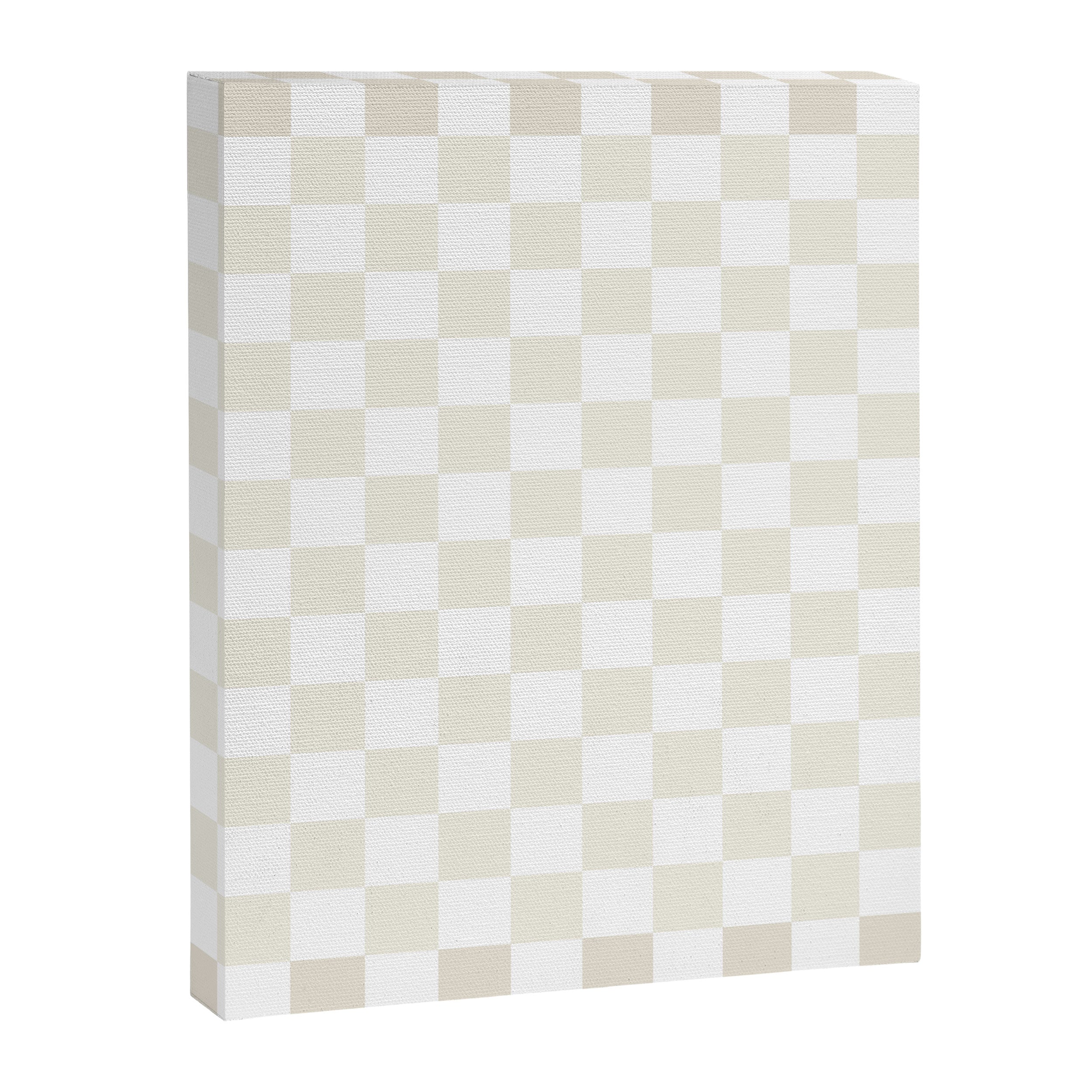 Pale Neutral Beige and White Framed Check Pattern Canvas Print Gallery Image 8