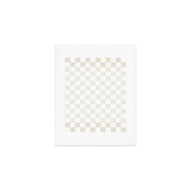 Pale Neutral Beige and White Framed Check Pattern Art Print Gallery Image 1