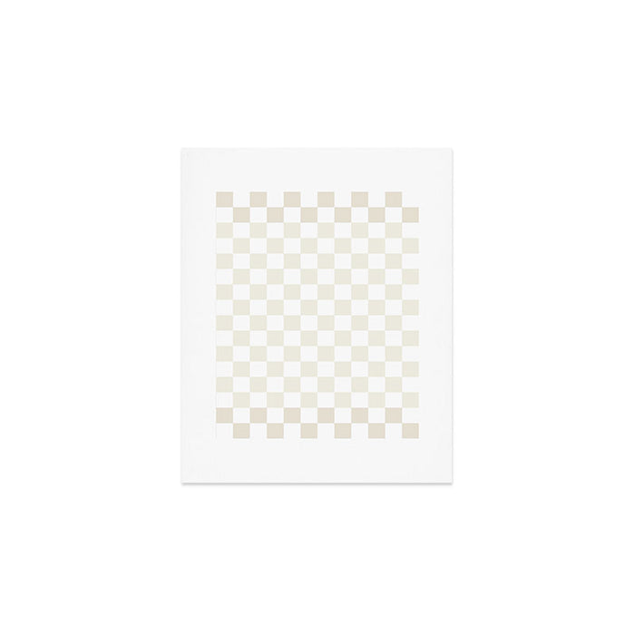 Pale Neutral Beige and White Framed Check Pattern Art Print Gallery Image 1