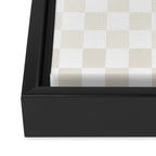 Pale Neutral Beige and White Framed Check Pattern Framed Canvas Print Gallery Image 3