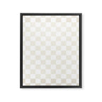 Pale Neutral Beige and White Framed Check Pattern Framed Canvas Print Gallery Image 8