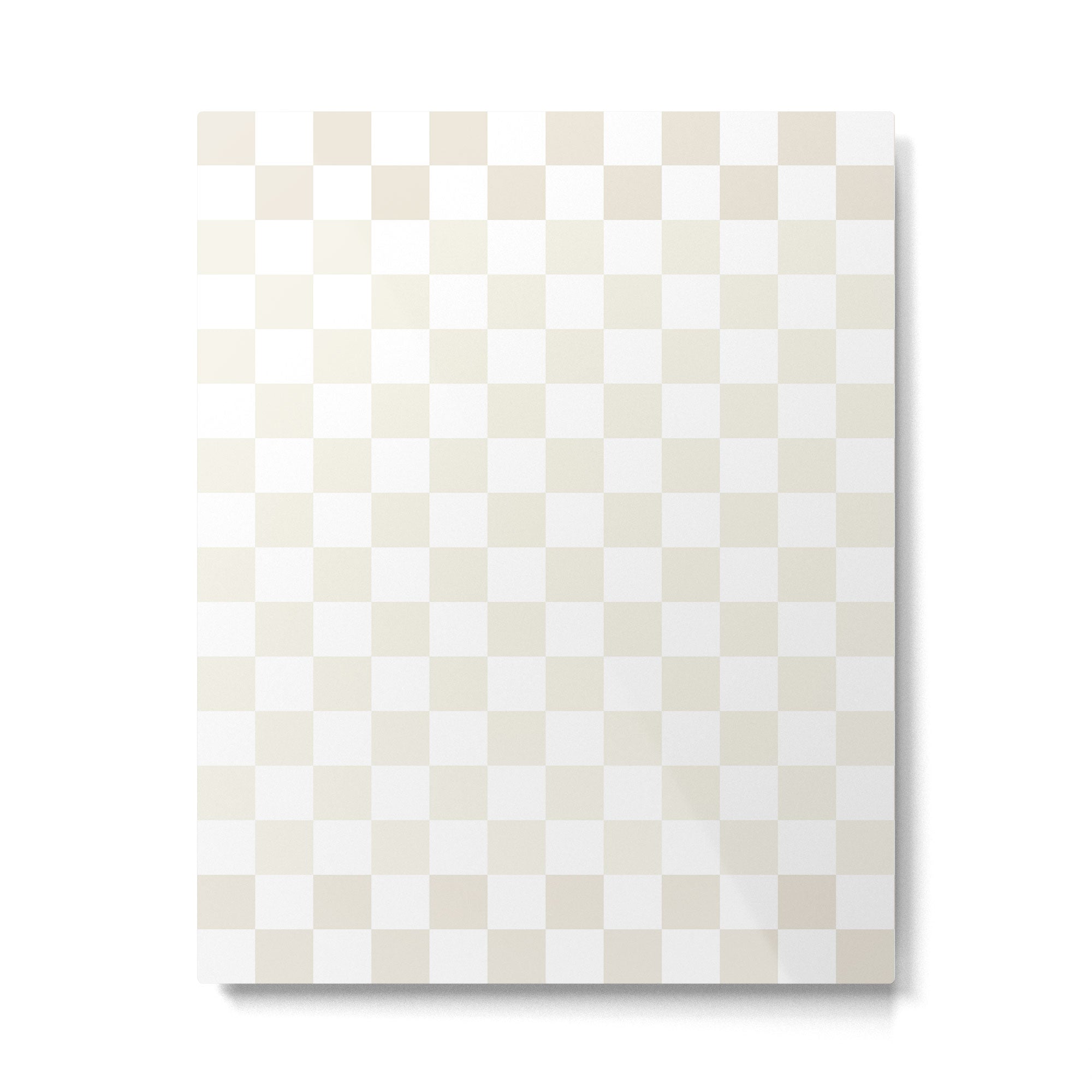 Pale Neutral Beige and White Framed Check Pattern Metal Print Gallery Image 6
