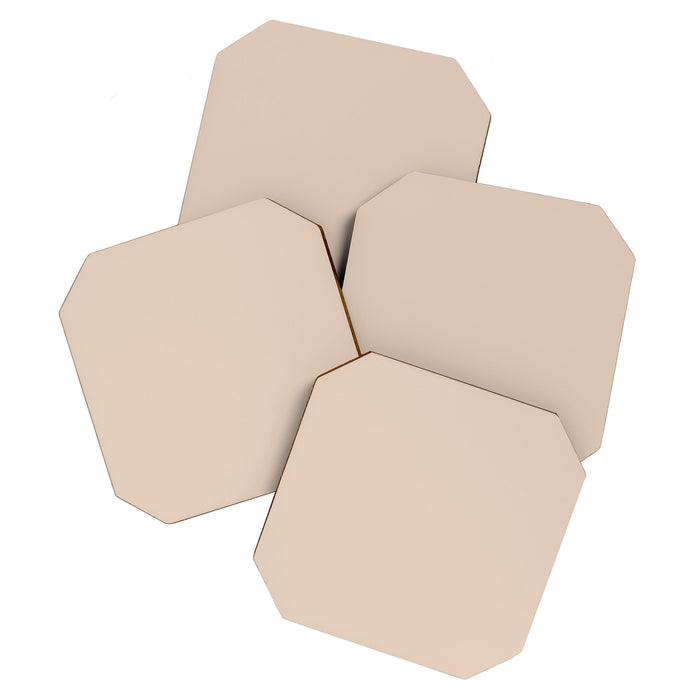 Pale Neutral Blush Buff Cream Solid Coaster Gallery Image 1