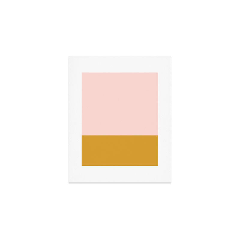 Pale Pink and Honey Mustard Minimalist Color Block Solid Art Print Gallery Image 1