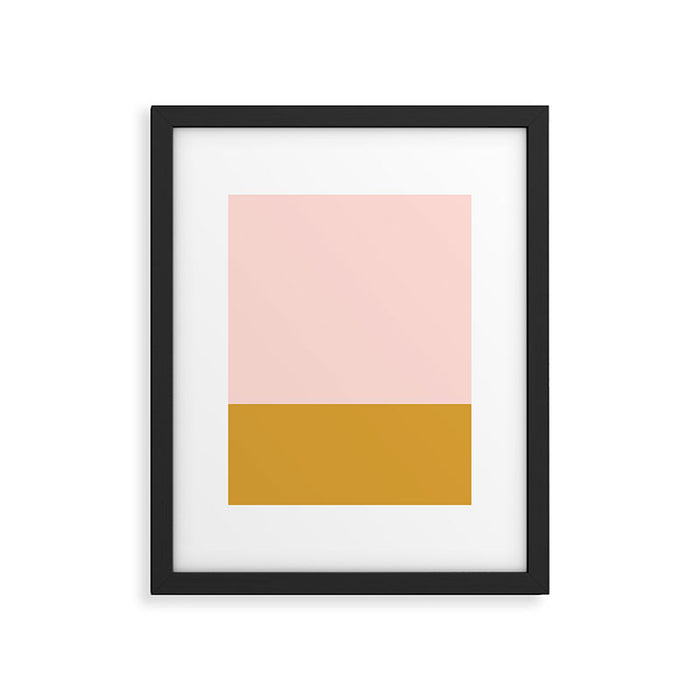 Pale Pink and Honey Mustard Minimalist Color Block Solid Framed Art Print Gallery Image 1