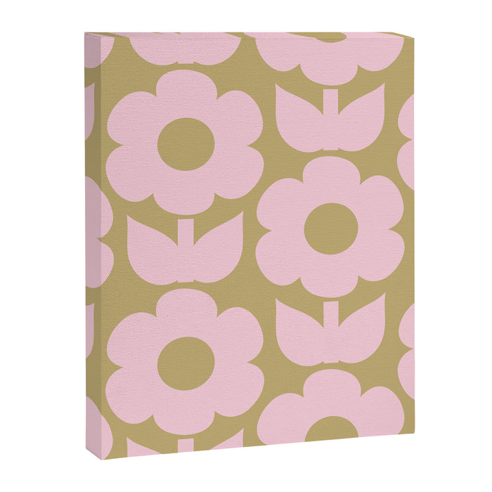 Pale Pink Jonnty Flowers Retro Minimal Floral Pattern Canvas Print Gallery Image 1