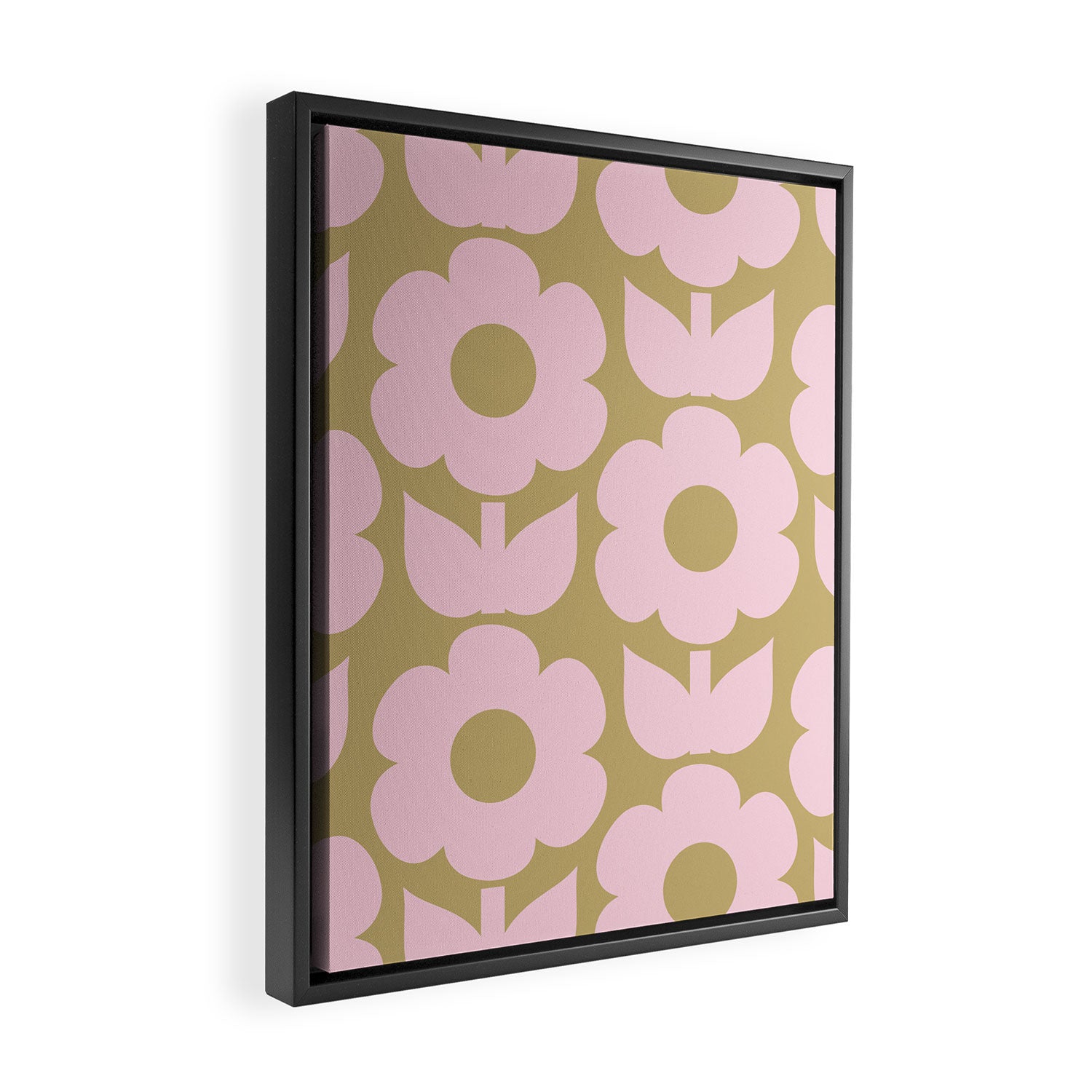 Pale Pink Jonnty Flowers Retro Minimal Floral Pattern Framed Canvas Print Gallery Image 2