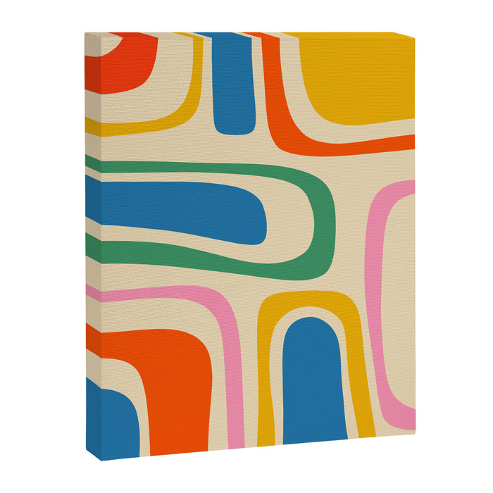 Palm Springs Colorful Abstract Pattern Blue Green Orange Yellow Pink Beige Canvas Print Gallery Image 1