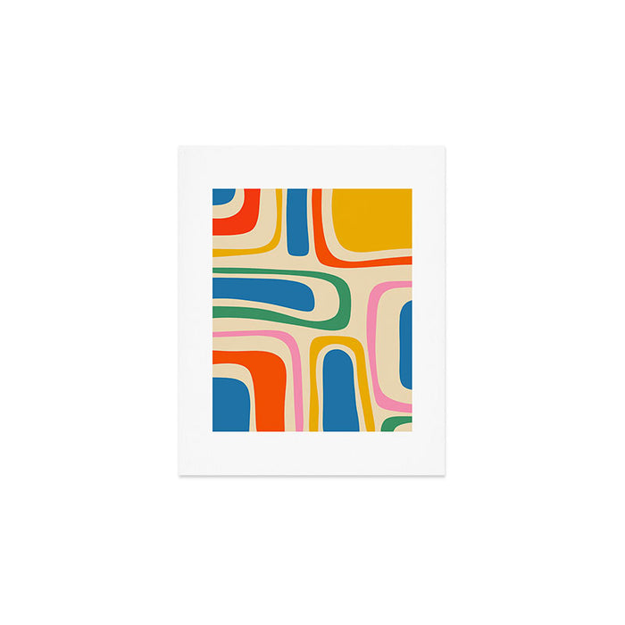 Palm Springs Colorful Abstract Pattern Blue Green Orange Yellow Pink Beige Art Print Gallery Image 1