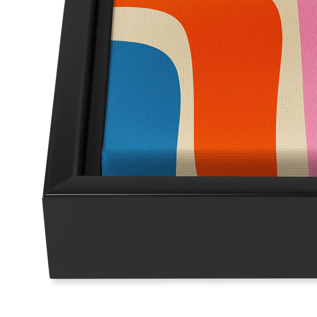 Palm Springs Colorful Abstract Pattern Blue Green Orange Yellow Pink Beige Framed Canvas Print Gallery Image 3