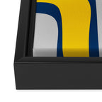 Palm Springs Mid Century Modern Retro Abstract Pattern Navy Blue Silver Gray Mustard Yellow Framed Canvas Print Gallery Image 3
