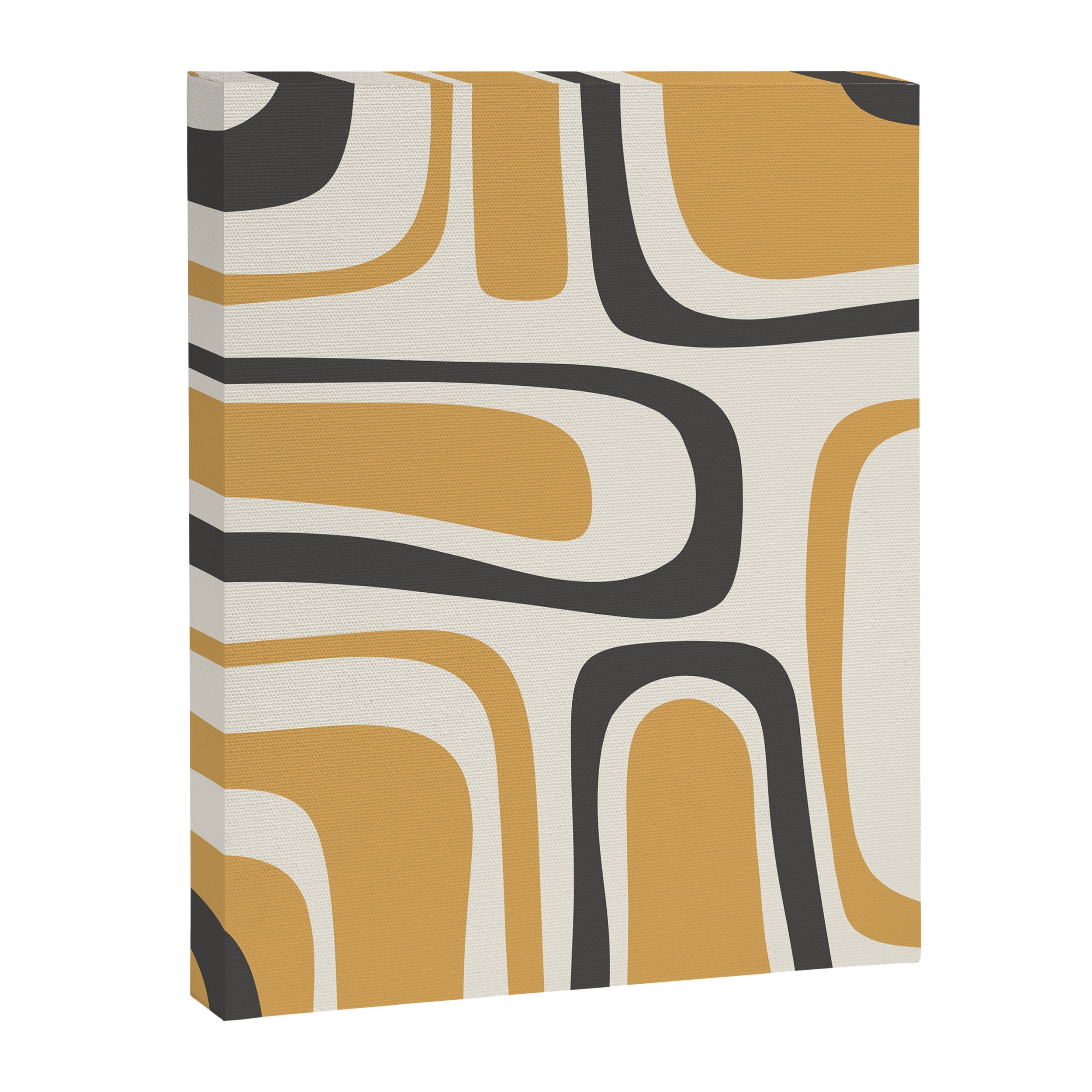 Palm Springs Mid Century Modern Abstract in Muted Mustard Gold, Charcoal Gray, and Cream Canvas Print Gallery Image 8